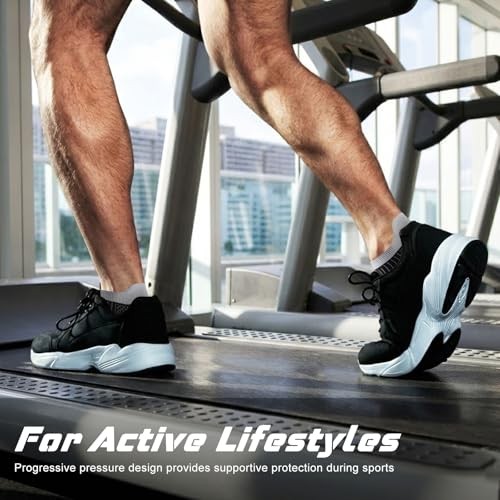 Ankle Compression Socks for Men and Women 6 Pairs, Low Cut Large Black