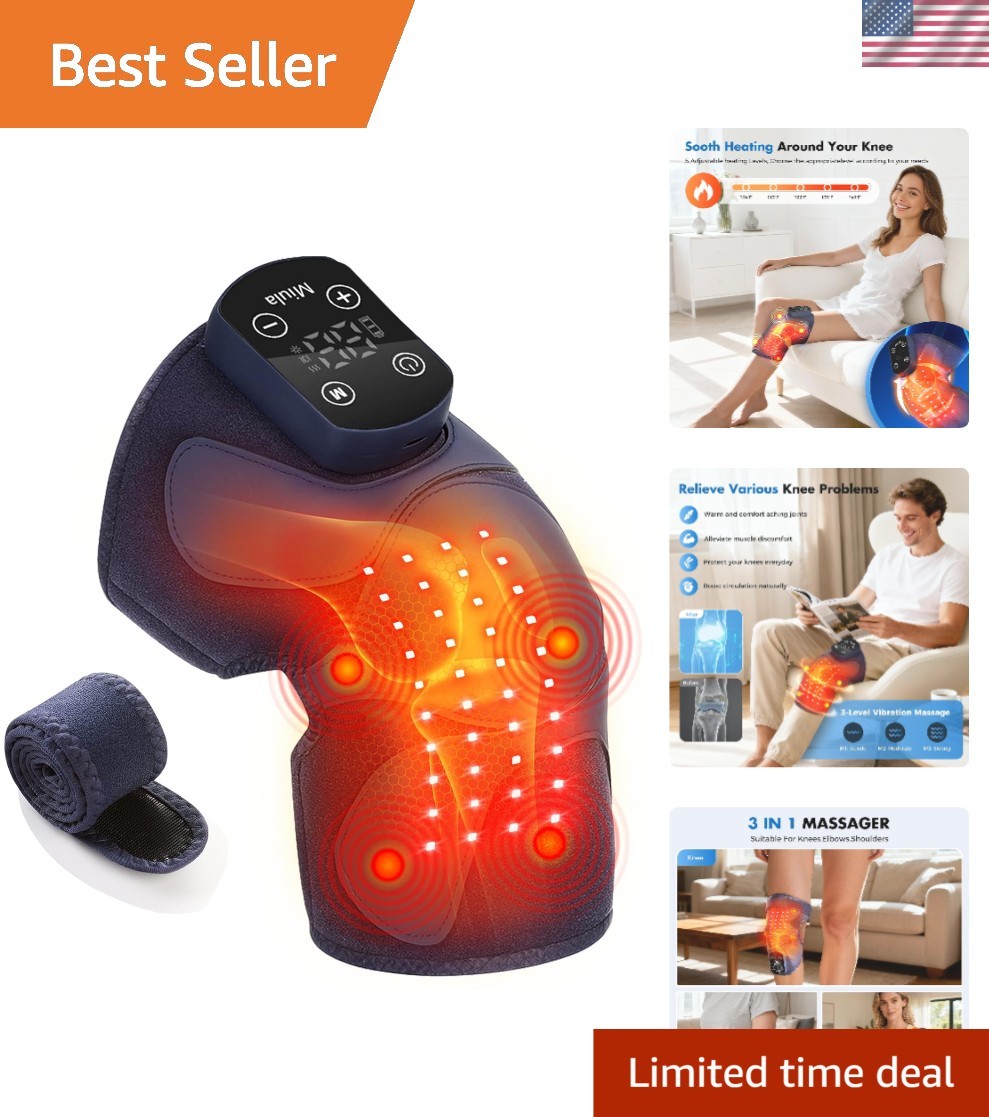 Red Light Therapy & Vibration Massage Knee Brace: Wireless Rechargeable, with…