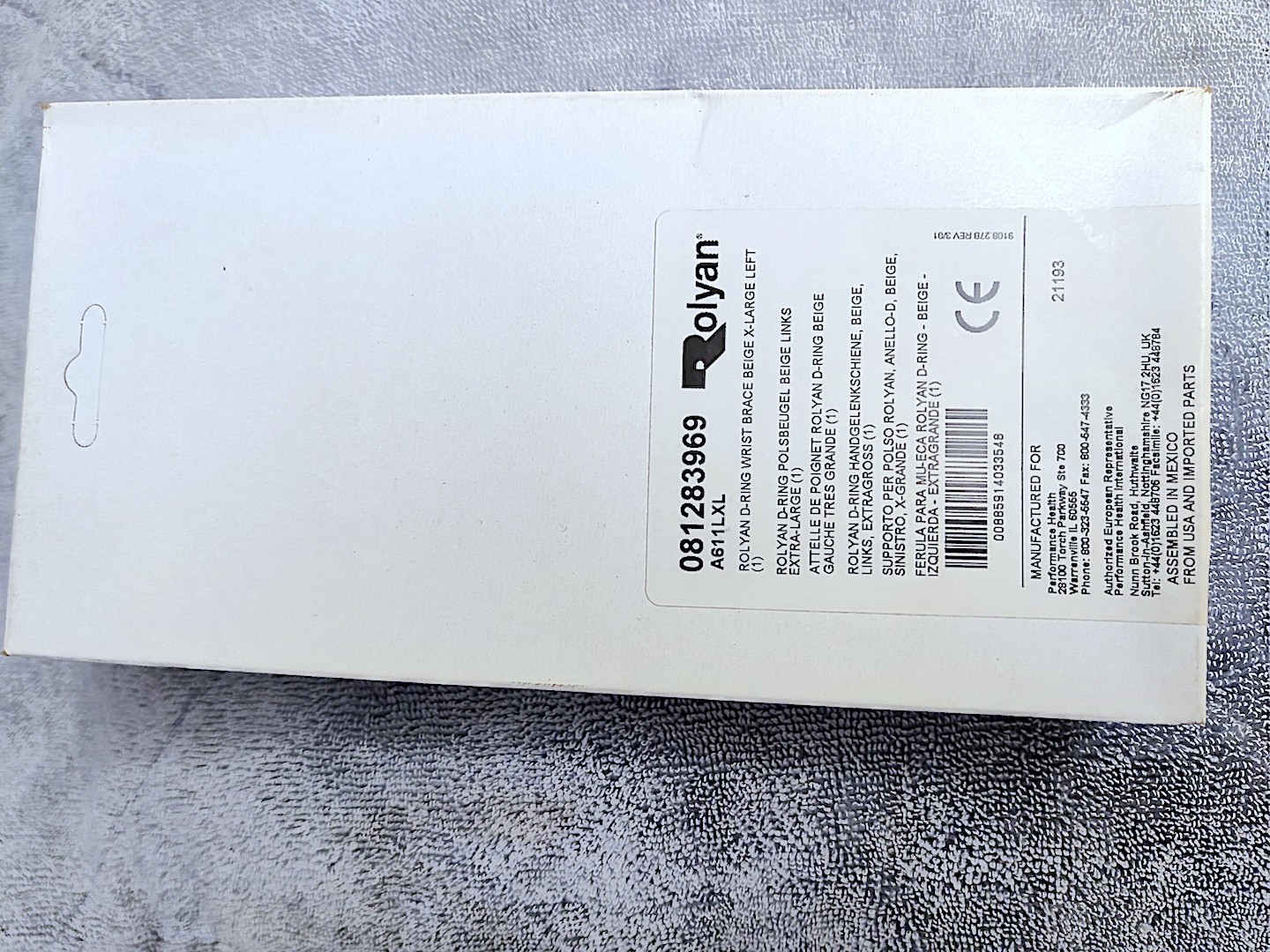 [NEW] Rolyan D-RING Wrist Brace X-Large XL Left Beige A611LXL 081283969