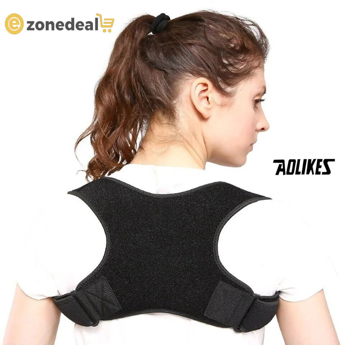 Posture Corrector Back Support, Adjustable Non-Slip for Daily Use (Black)