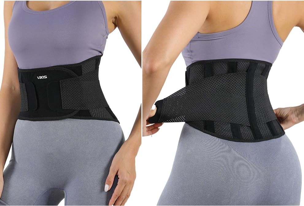 Lightweight Back Brace for Lower Pain Women Men, X-Large, Black