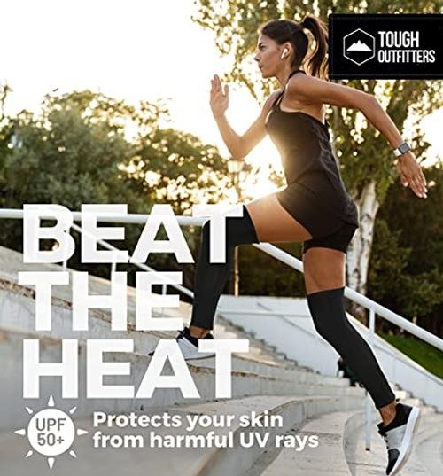 Compression Leg Sleeves – Full Leg Sleeves for Men, Women & Youth X-Large Black