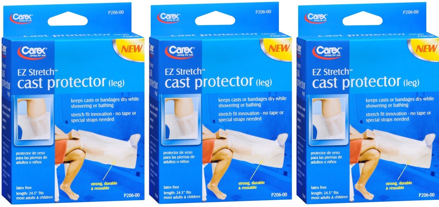 Carex E-Z Stretch Cast Protector, Leg 1ct (3 Pack)