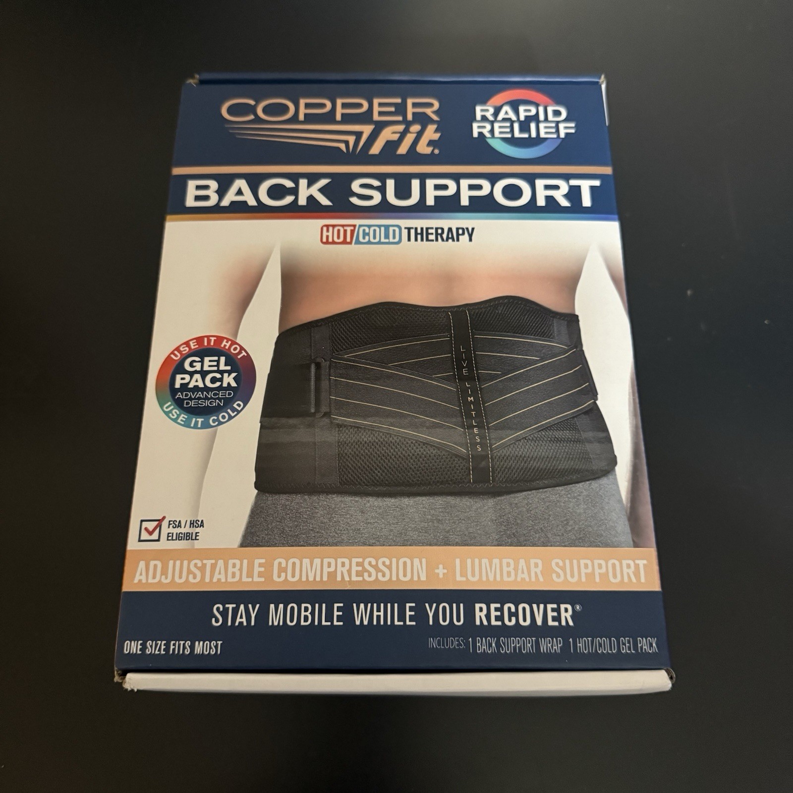 Copper Fit BACK SUPPORT Adjustable Compression+Lnmbar Support