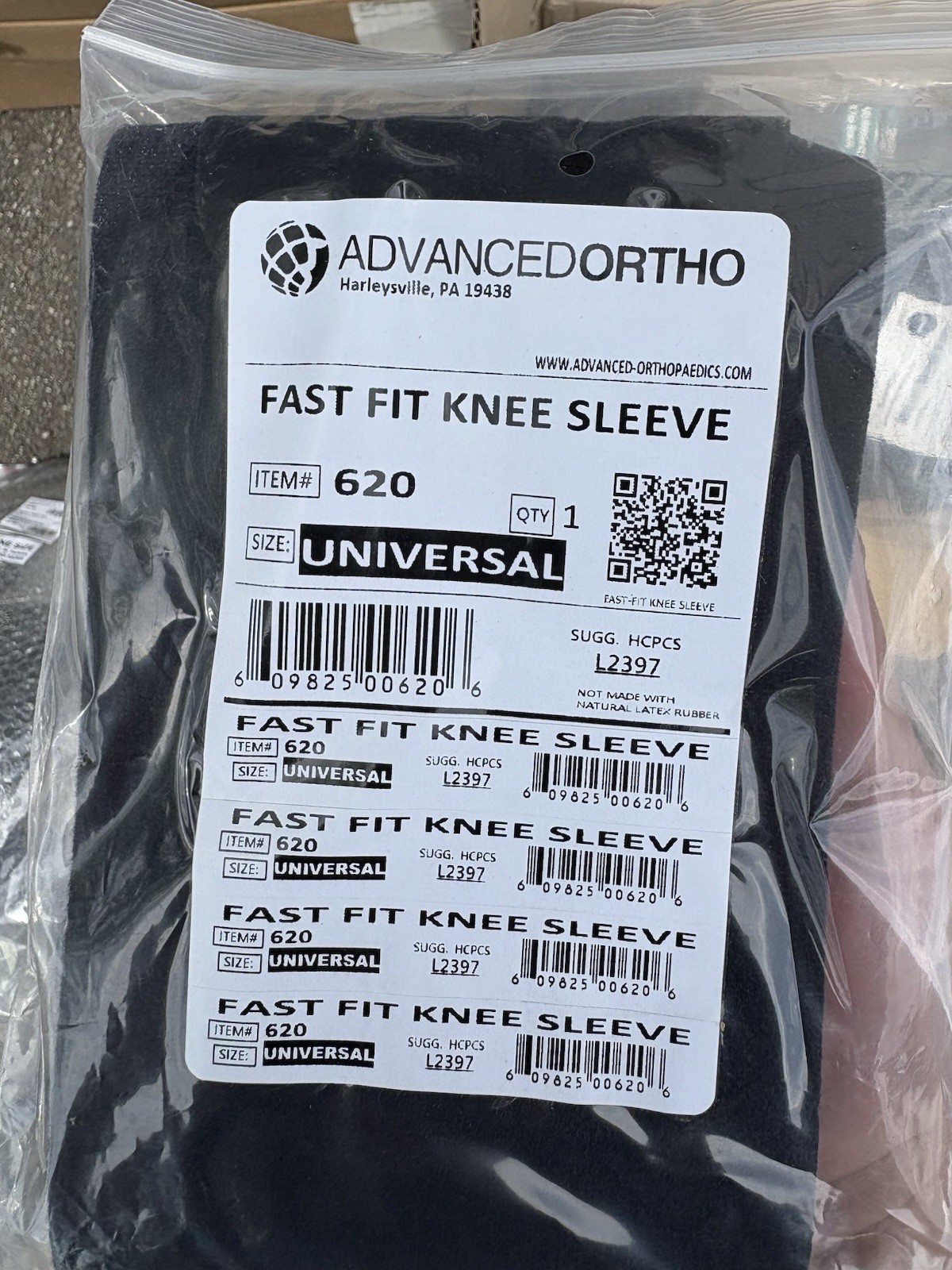Advanced Ortho Fast Fit Knee Sleeve, Universal Size, Black, MPN 620