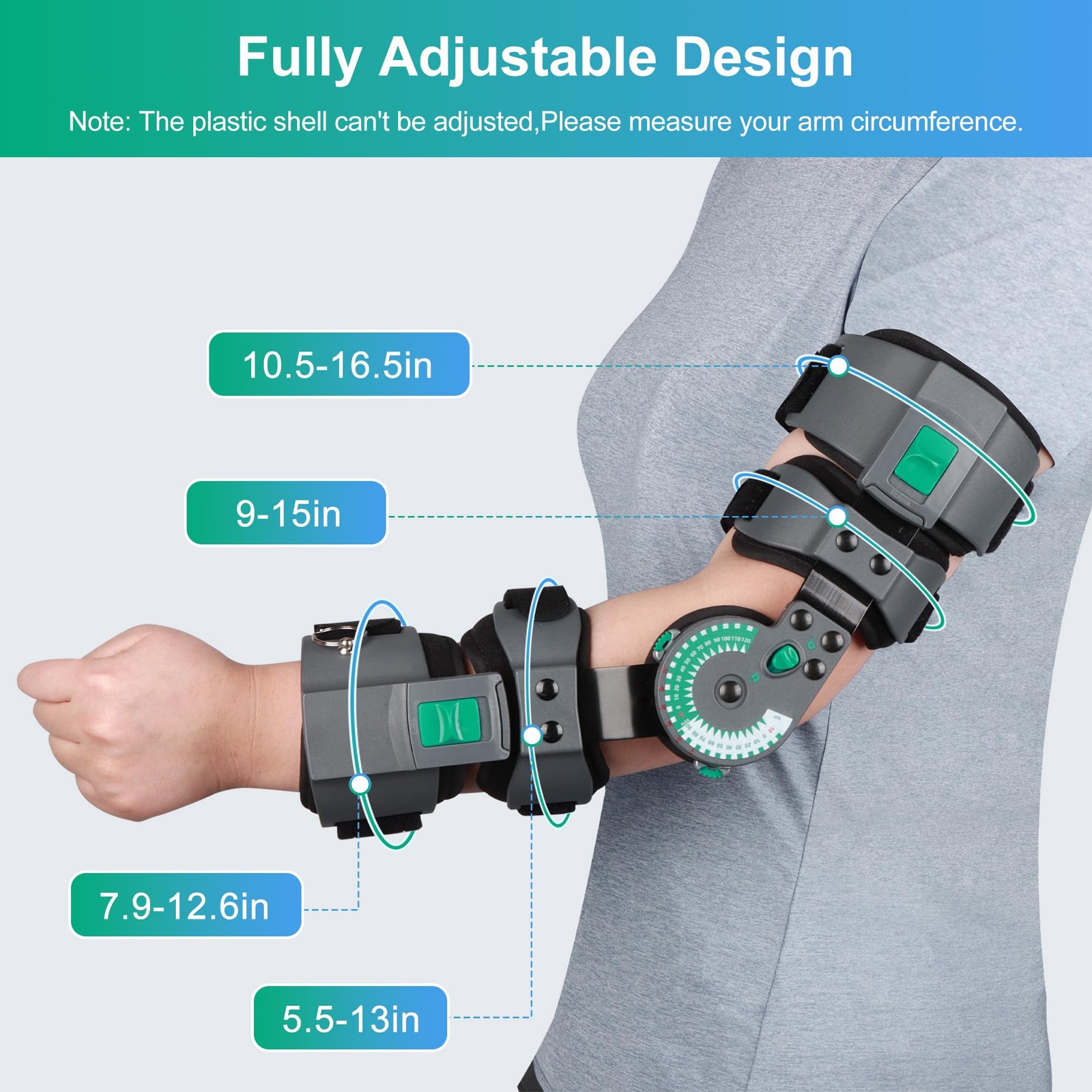 Adjustable Hinged Elbow Brace ROM Arm Braces Post OP Stabilizer Support After…