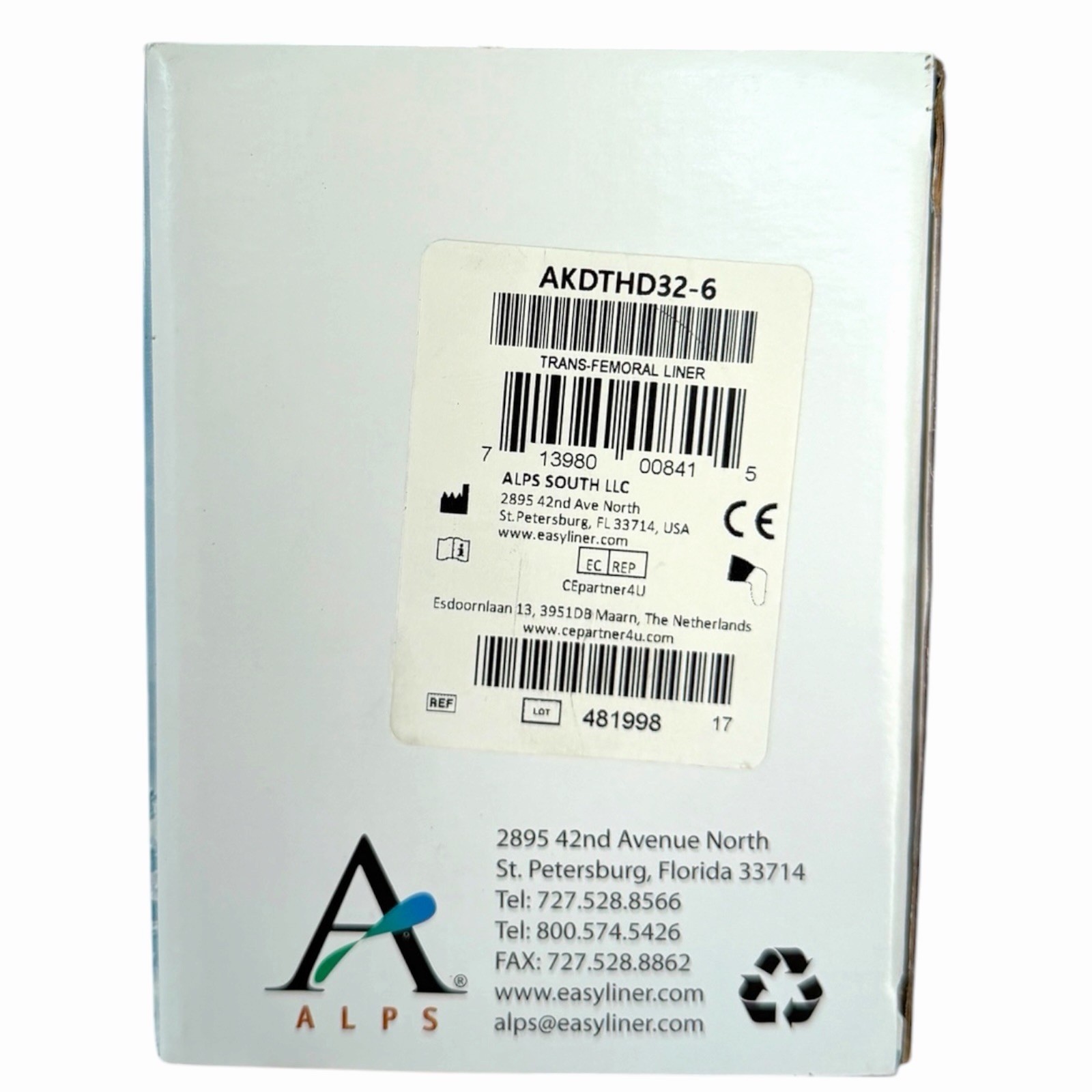 ALPS Above Knee Trans-Femoral Locking Prosthetic Liner Size 32 HD 6mm AKDTHD32-6