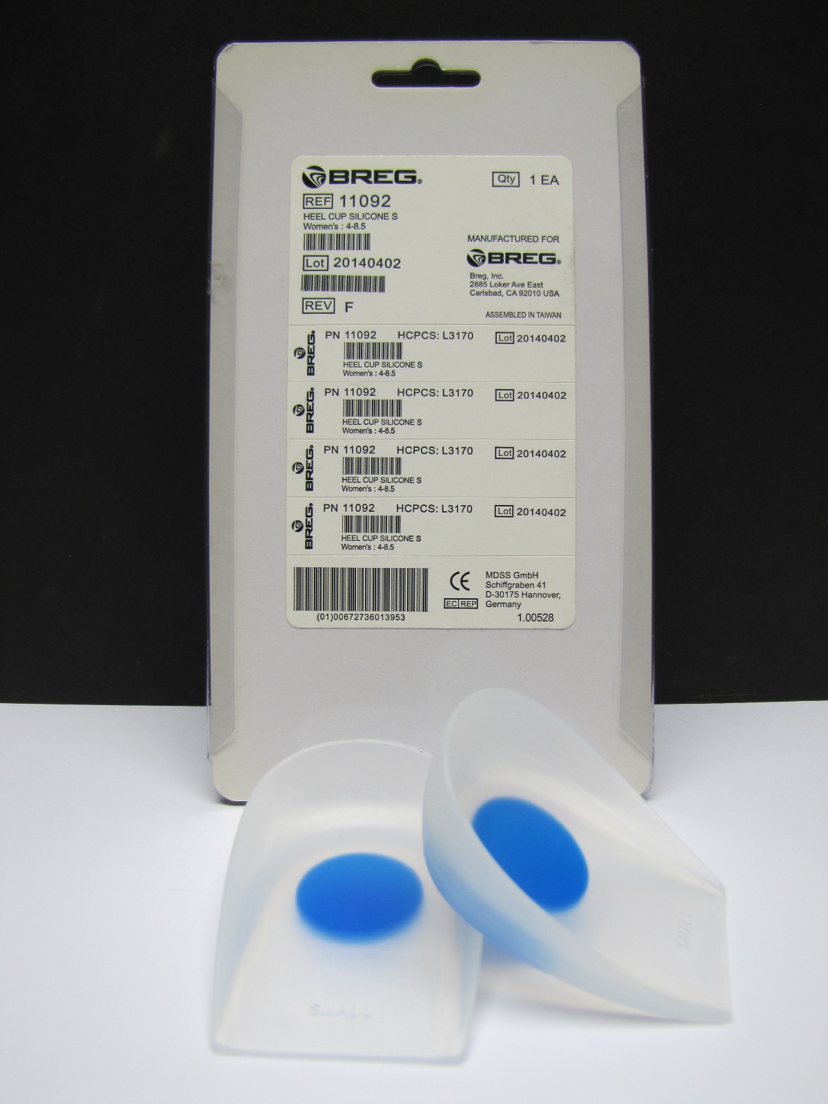 Breg Medical Grade Silicone Heel Cups Shoe Inserts – 11092 – Womens Size Small