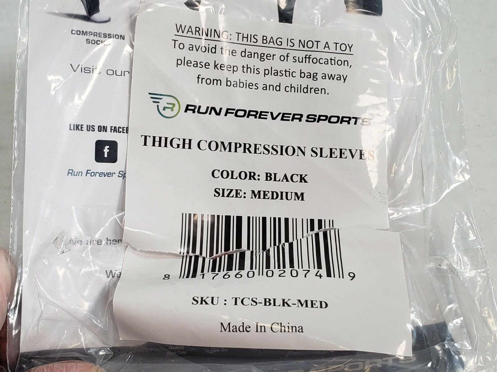 Lot Of 2 Run Forever Sports B07YDX4HQ1 Black Thigh Compression Sleeve Medium