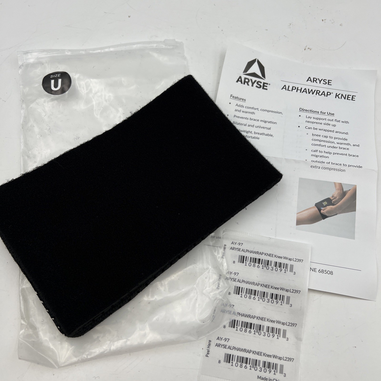 New Aryse AlphaWrap Knee Wrap Compression Adult U Universal Fit AY-97