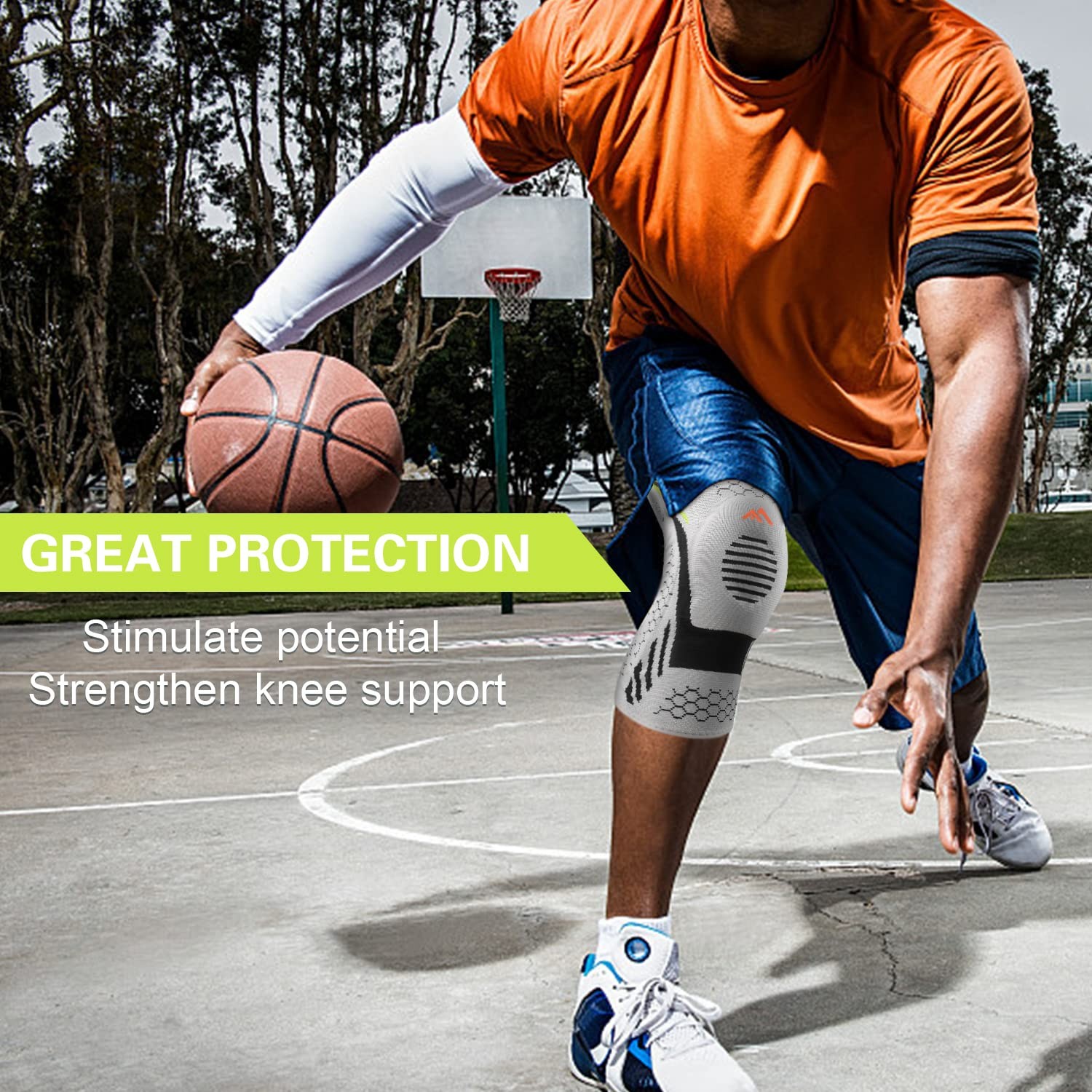 Sooverki Knee Braces for Pain, Brace Compression Sleeve Large, Gray