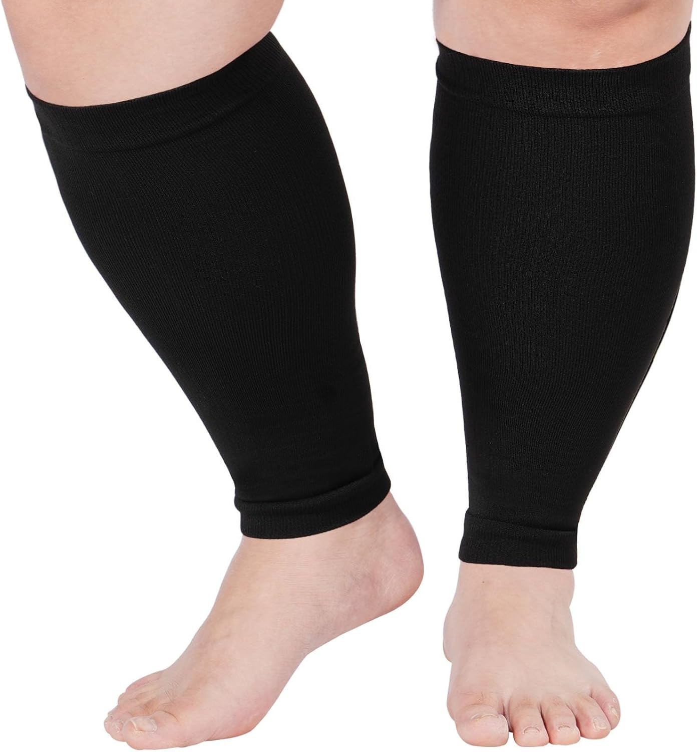 Plus Size Compression Leg Sleeves for Women& Men 15-20mmHg Wide Calf Knee High L