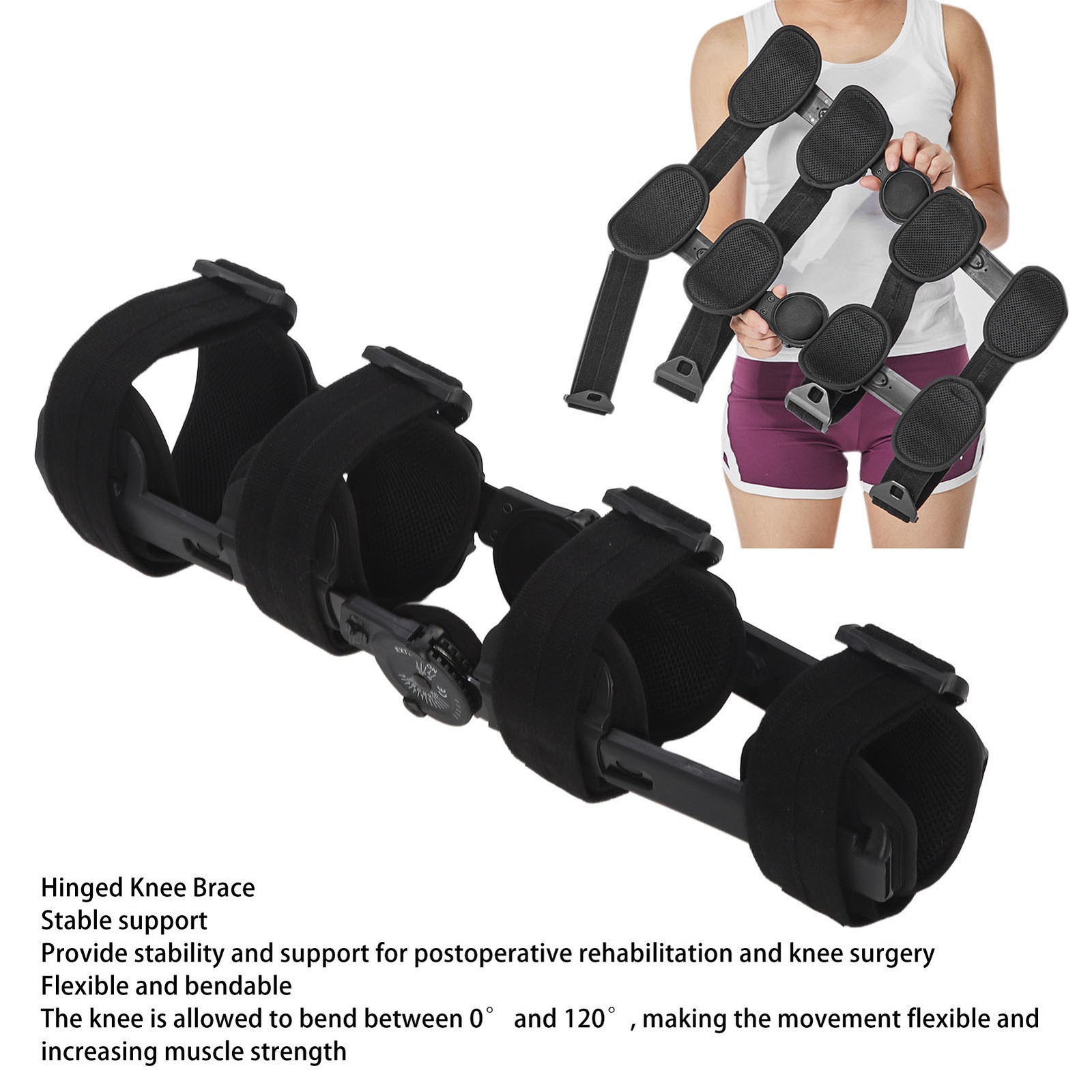 Hinged Knee Stabilizer Adjustable Support For Rehabilitation Exercises