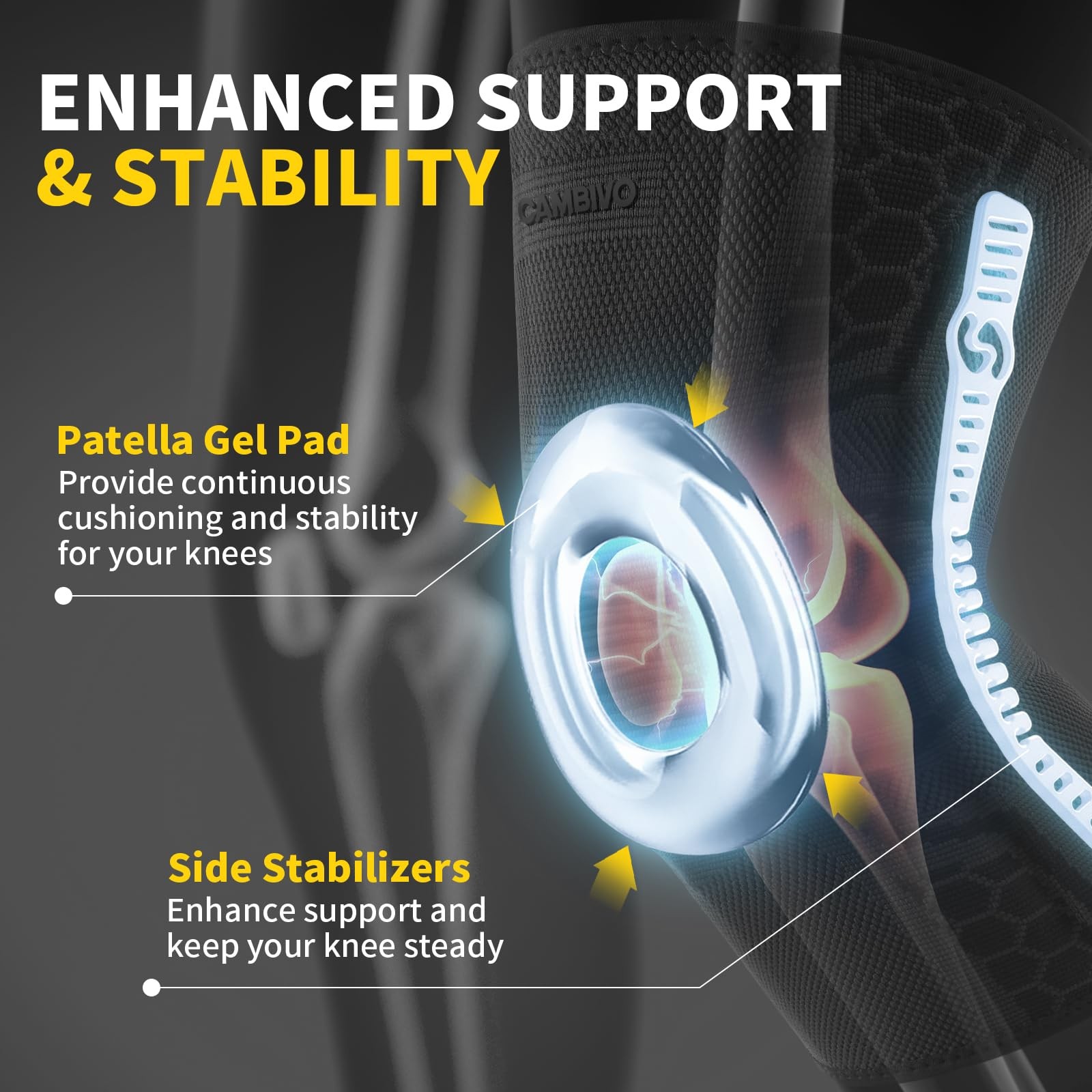Knee Brace for Knee Pain, Medical Grade Knee Compression Sleeve with Side Sta…