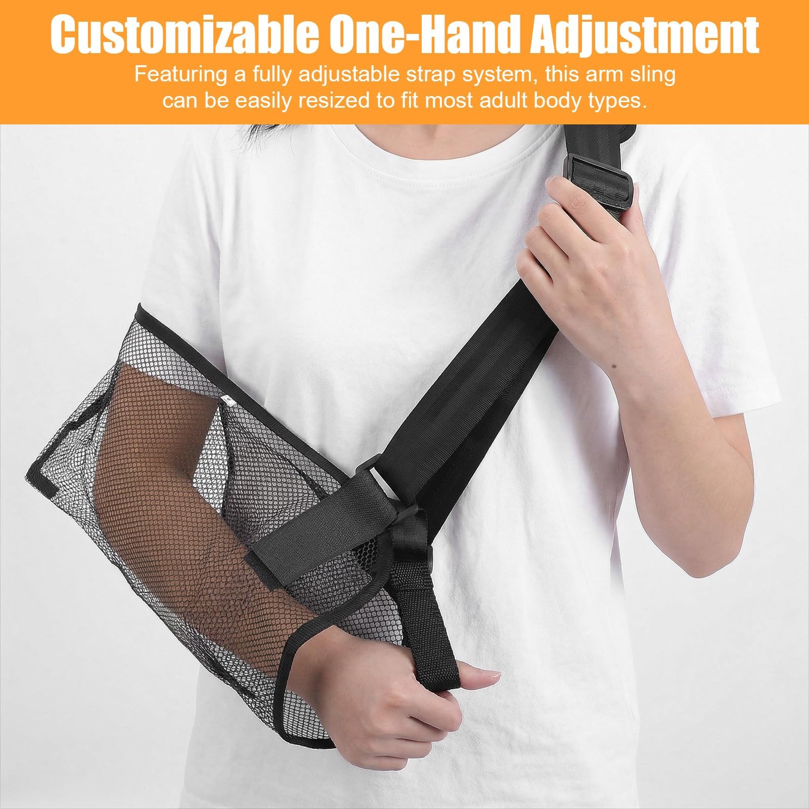WJIAAA Mesh Arm Sling for Shoulder Injury, Adjustable One Size, Black
