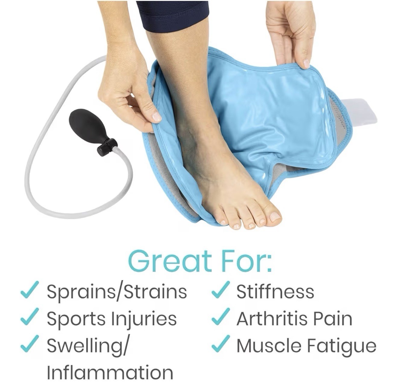 Vive Compression Ankle Ice Pack Wrap for Foot Pain 1 Count (Pack of 1), Grey