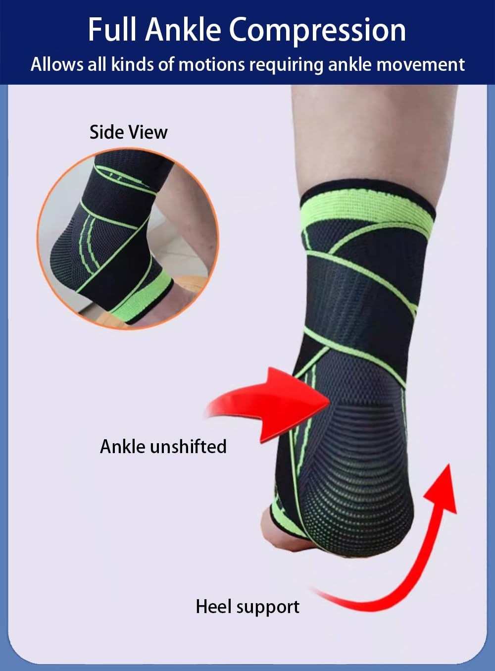 2 Pcs Black Ankle Braces Compression Sleeve Plantar Fasciitis Plantar Relief Arc