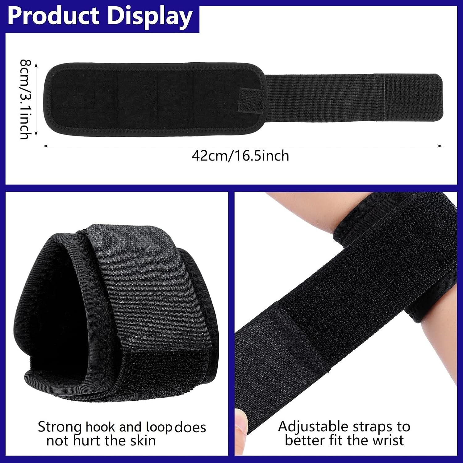 Threan 4 Pcs Wrist Brace for Lifting Carpal Tunnel Wrist Brace for Work Adjustab