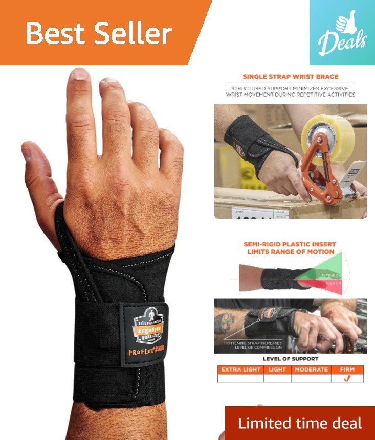 Comfortable Black Wrist Immobilizer with Hook & Loop Closure – Medium Size
