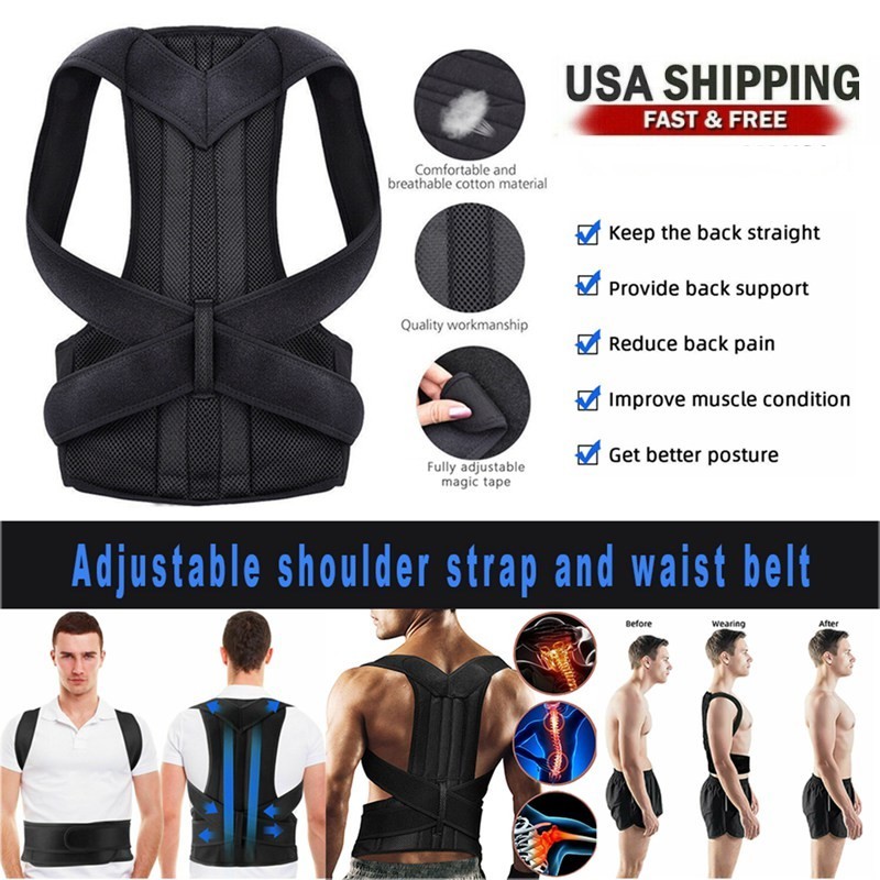 Shoulder Support Adjustable Back Pain Support Posture Corrector Brace Belt Strap