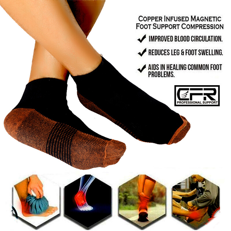 US Copper Compression Socks Arch Ankle Sport Support Plantar Fasciitis Men Women