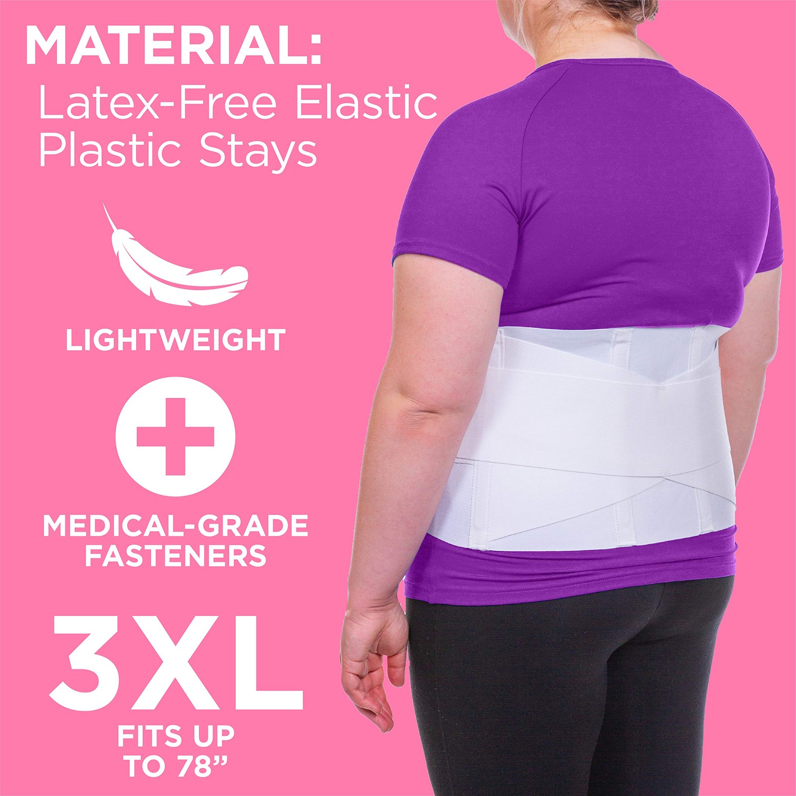 BraceAbility Plus Size Women’s Back Brace for 2X-Large (Pack of 1), White