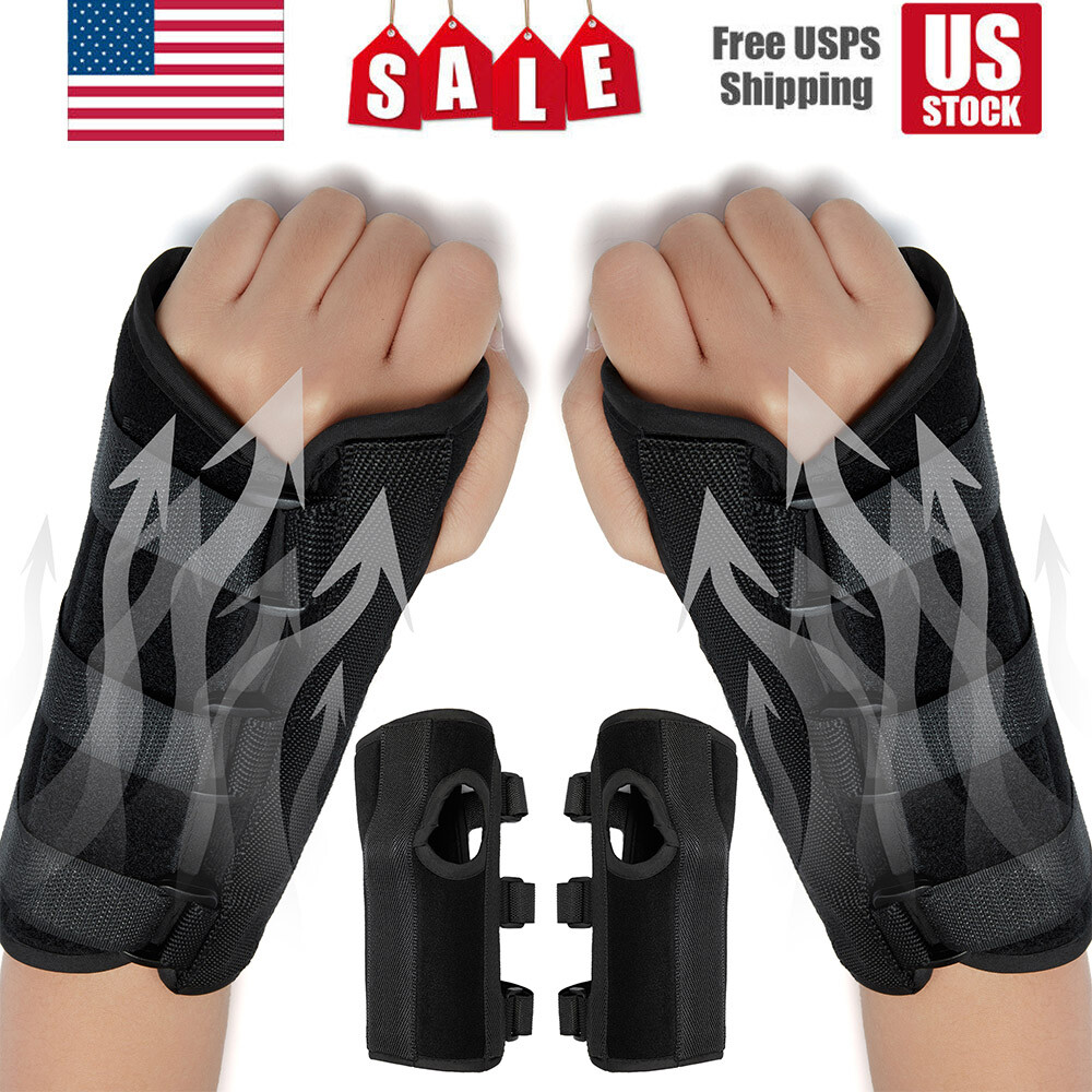 1Pair Right & Left Hands Breathable Support Carpal Tunnel Fabric Wrist Splint HS