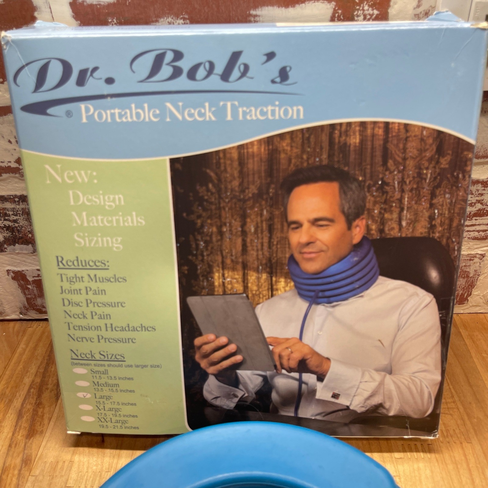 Dr. Bobs Portable Neck Traction Device Large Blue Inflatable Cervical Relief