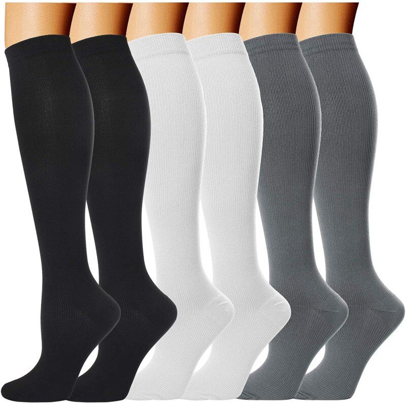 3 Pack Compression Socks (8-15mmHg) Moisture Wicking Support Stockings