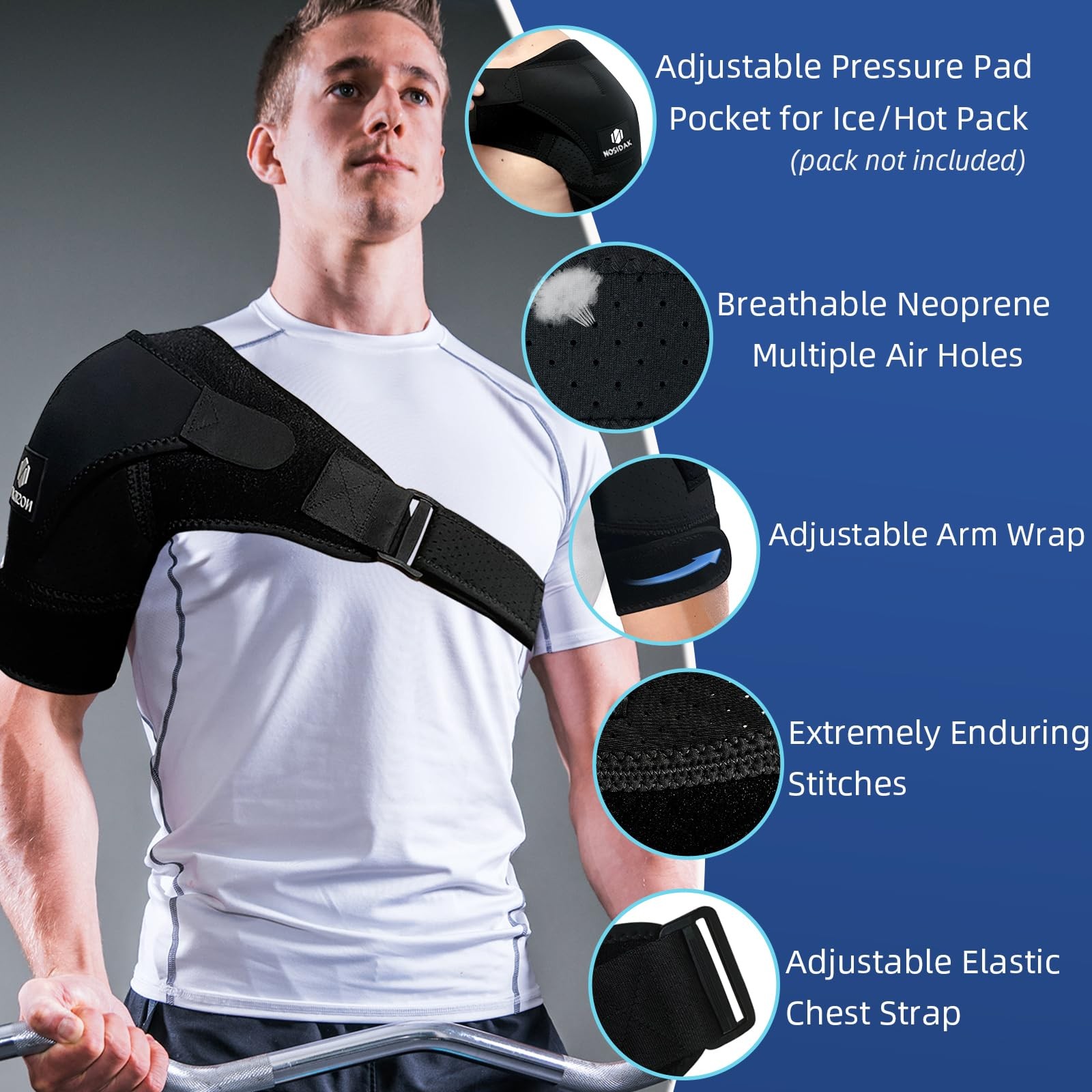 Shoulder Brace Compression Sleeve Immobilizer Wrap Rotator Cuff Tendonitis