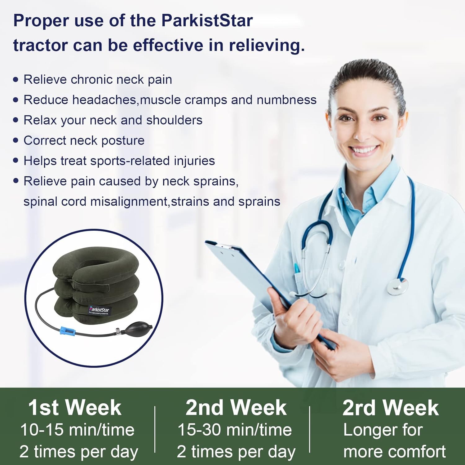 Lightweight Inflatable Cervical Device: Relief for Neck Discomfort & Stiffness