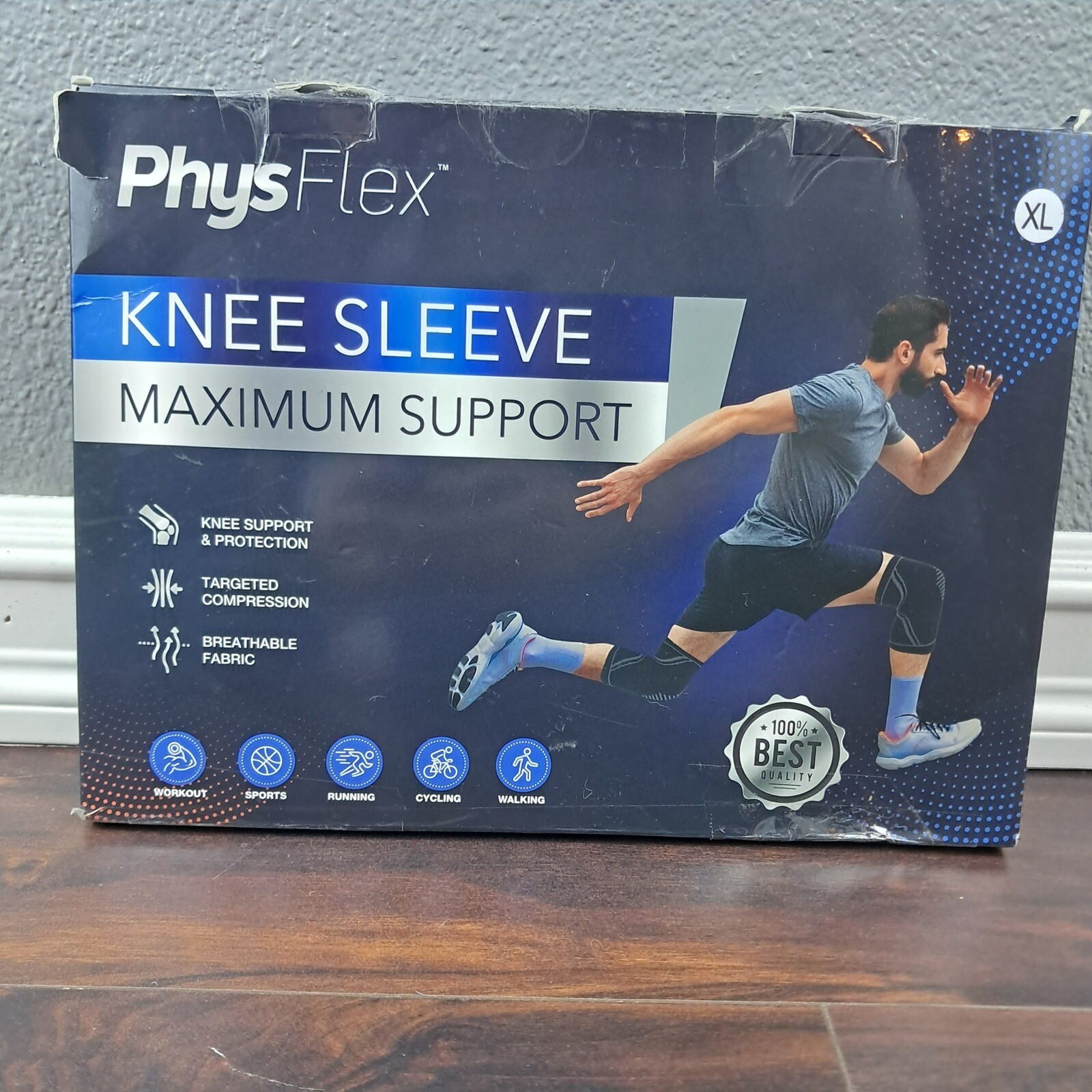 2-Pack Knee Brace Compression Sleeves Size Xl Pain Relief Sports Workout Opened