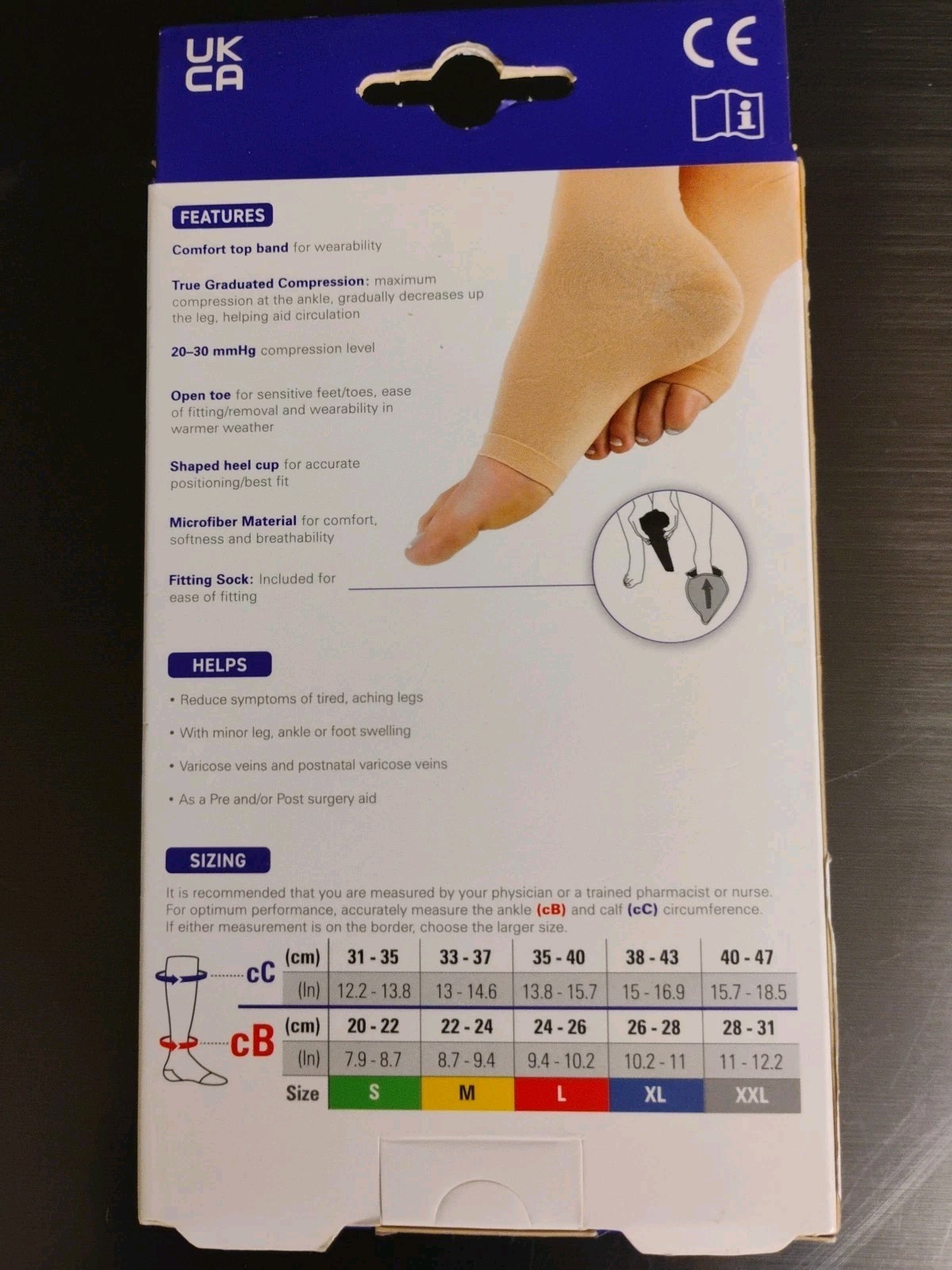 Neo G Knee High Therapeutic Socks (Firm) 20-30mmHg Large Beige