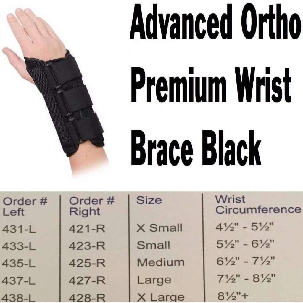 Advanced Orthopaedics Premium Wrist Brace Black Right Small