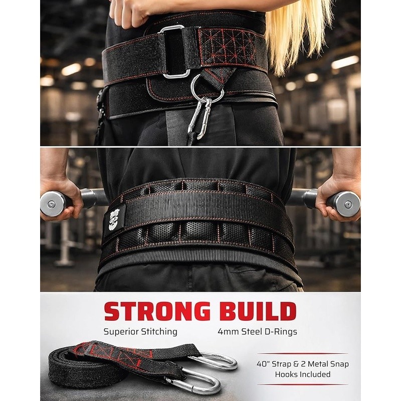Lumbar Support Belt Weightlifting Adjustable Waist Strap Rings Dips Pull-Ups New