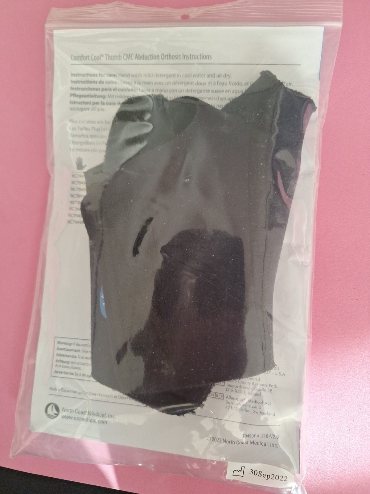 Comfort Cool Thumb CMC Abduction Left Large Plus 79498-P Splint Brace Black NEW