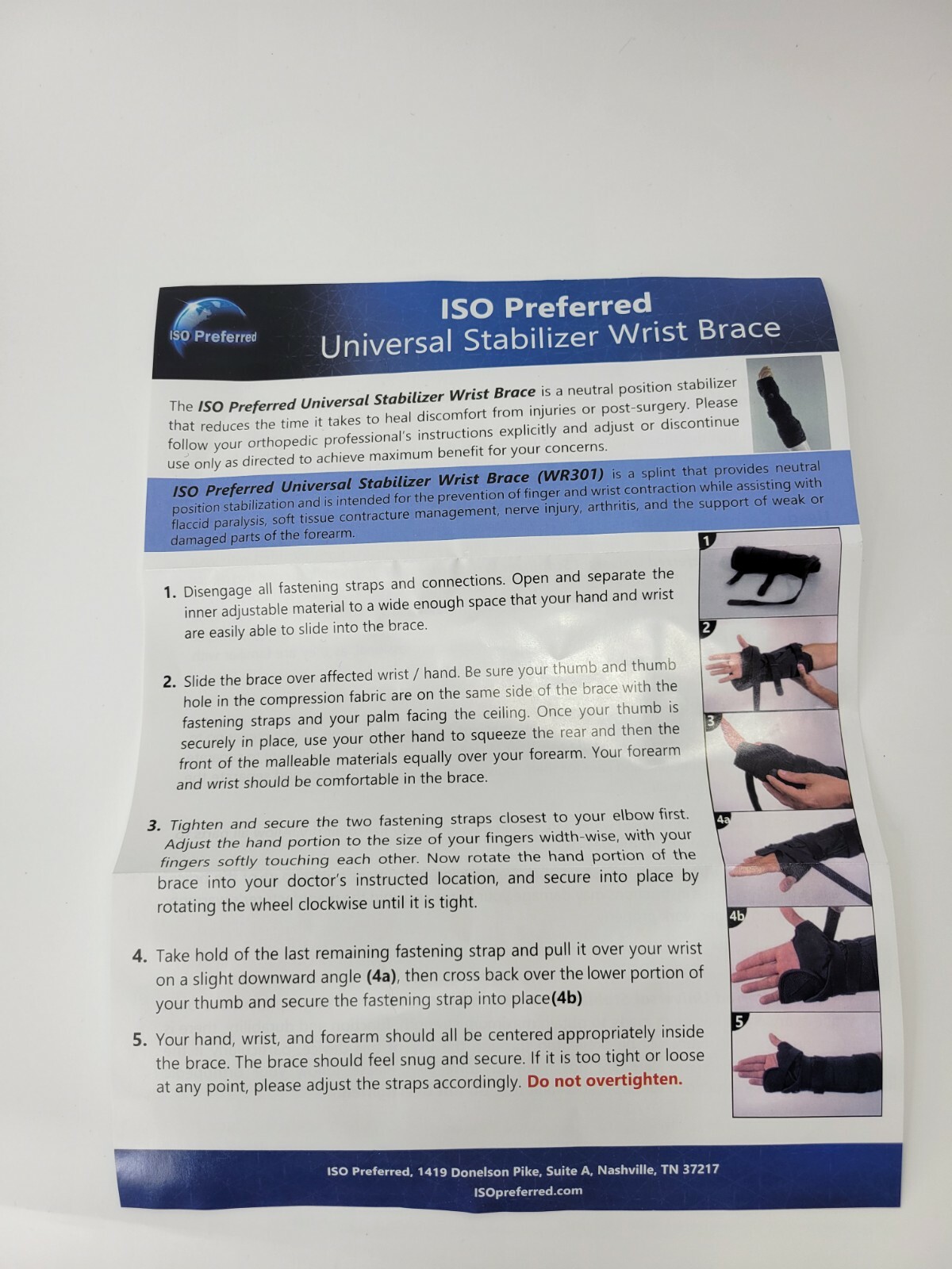 ISO Preferred Universal Stabilizer Wrist Brace WR301