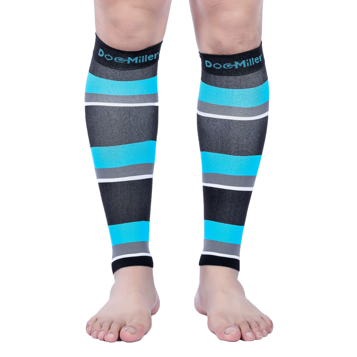 Doc Miller Calf Compression Sleeve 1Pair 20-30mmHg Varicose Vein BLK/BLU/GRY/WHT