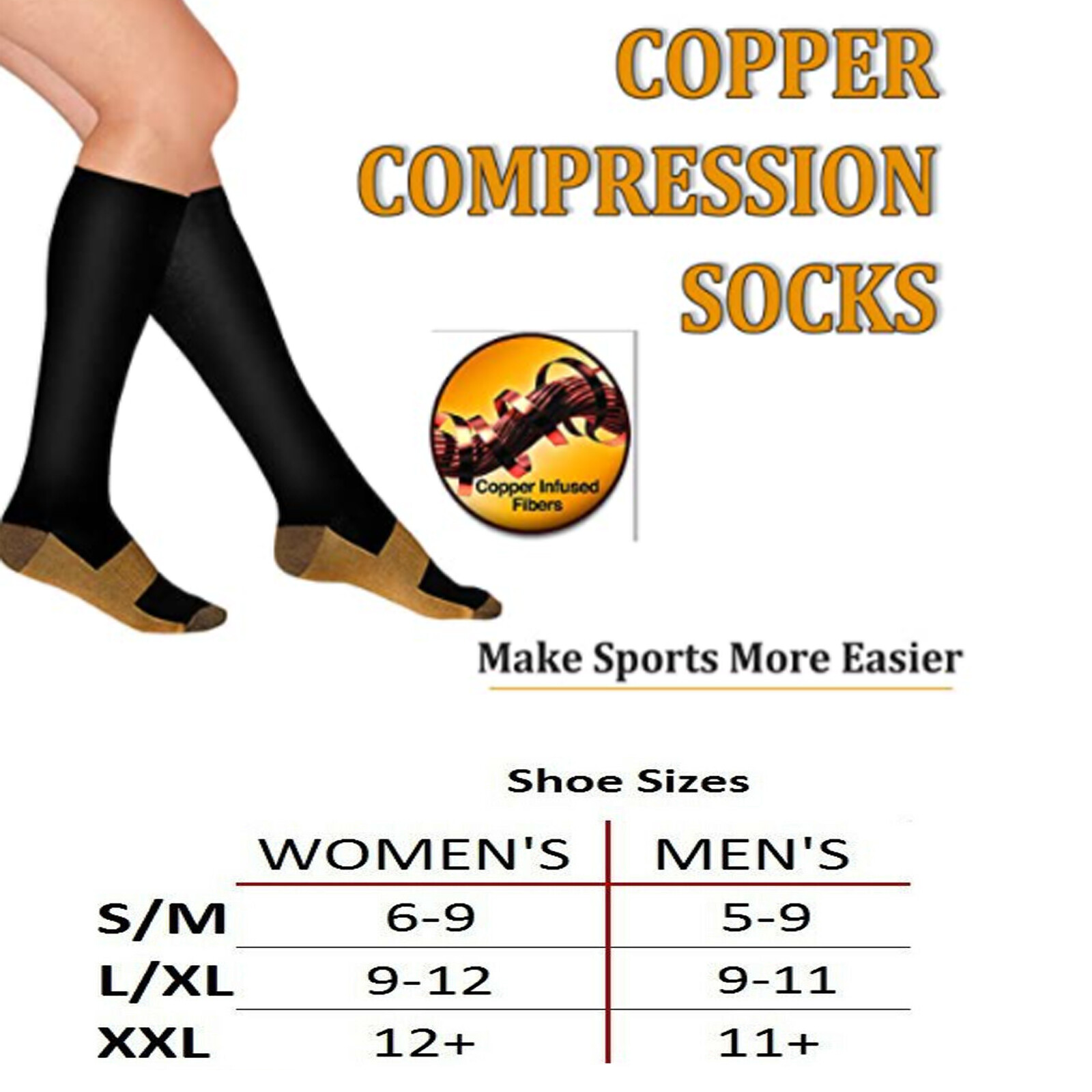 6Pair Graduated Medical Compression Socks for Women Men 20-30mmhg Knee High Sock