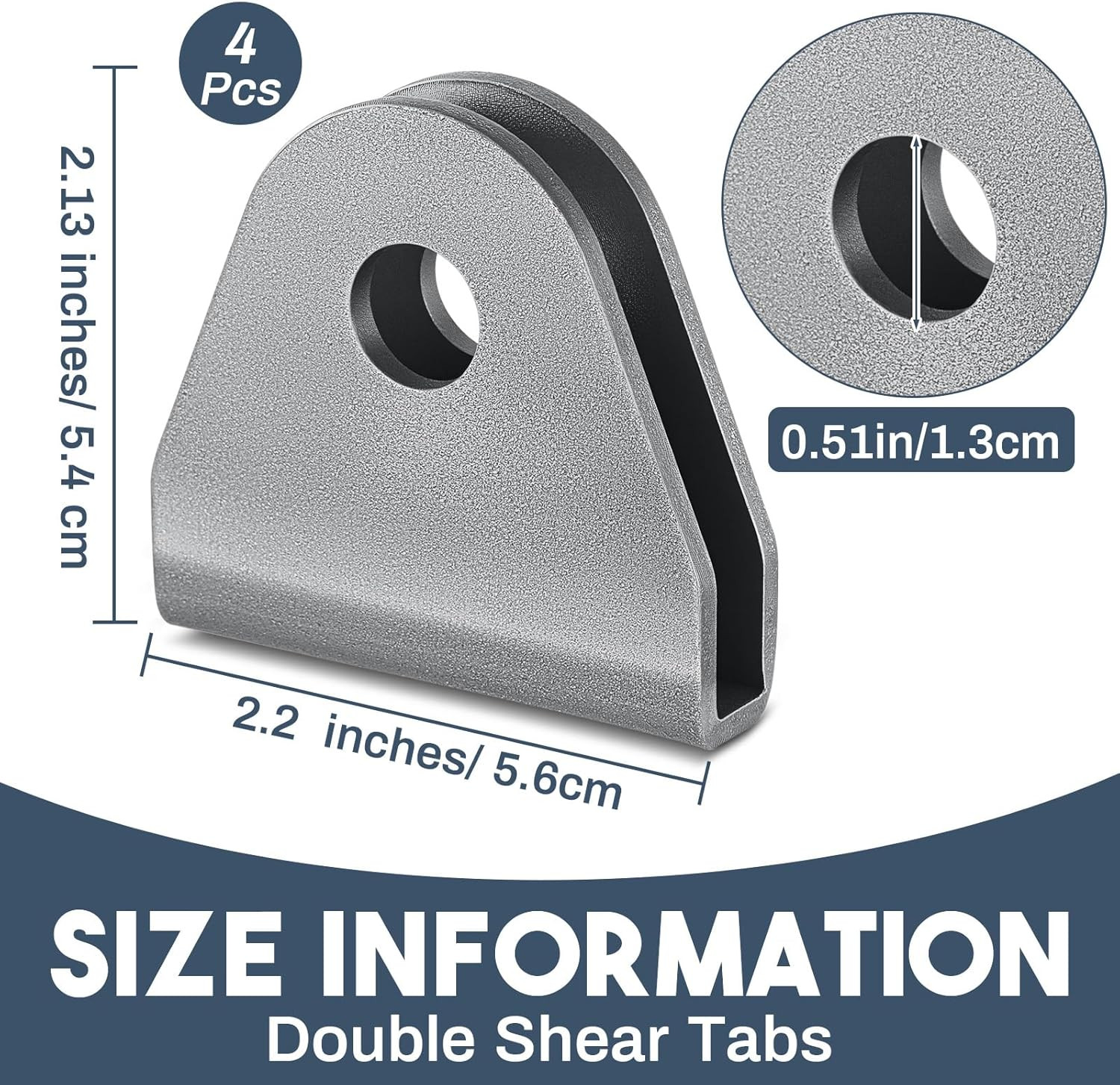 4 Pack Double Shear Tabs Seat Belt Tab Double Shear Limit Strap Weld on Tabs 1/2