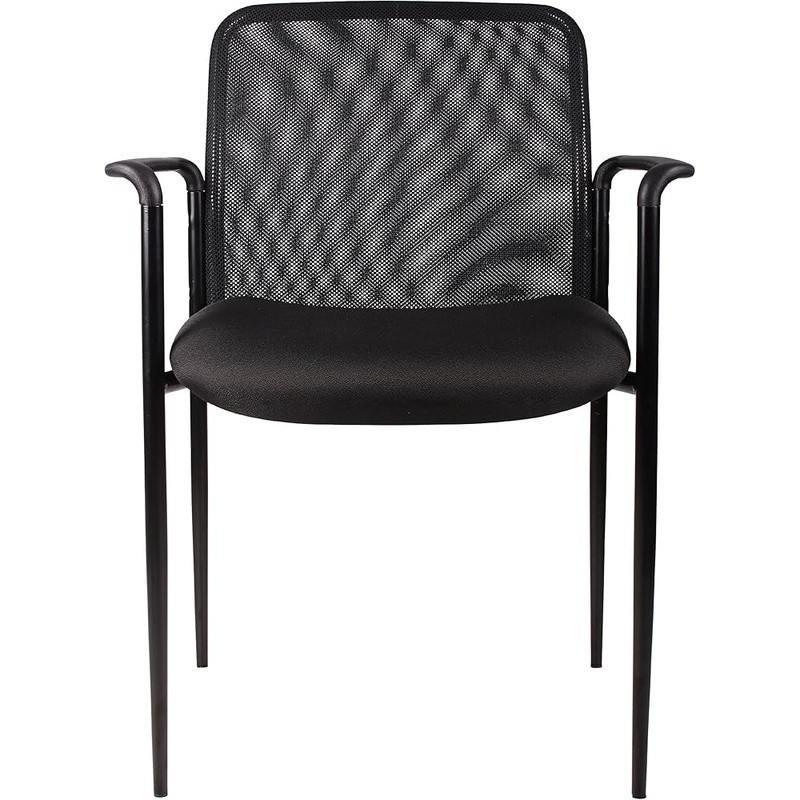 Stackable Contemporary Chair Tubular Steel Frames Molded Arm Caps Mesh Back New