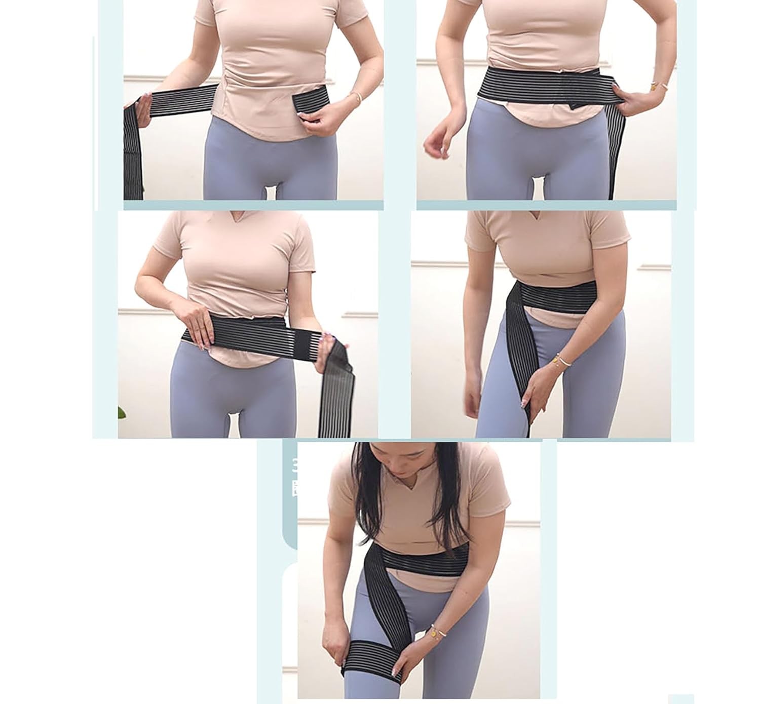 Adjustable Hip & Groin Support Belt 110″ x 3″ Elastic Thigh Brace Black