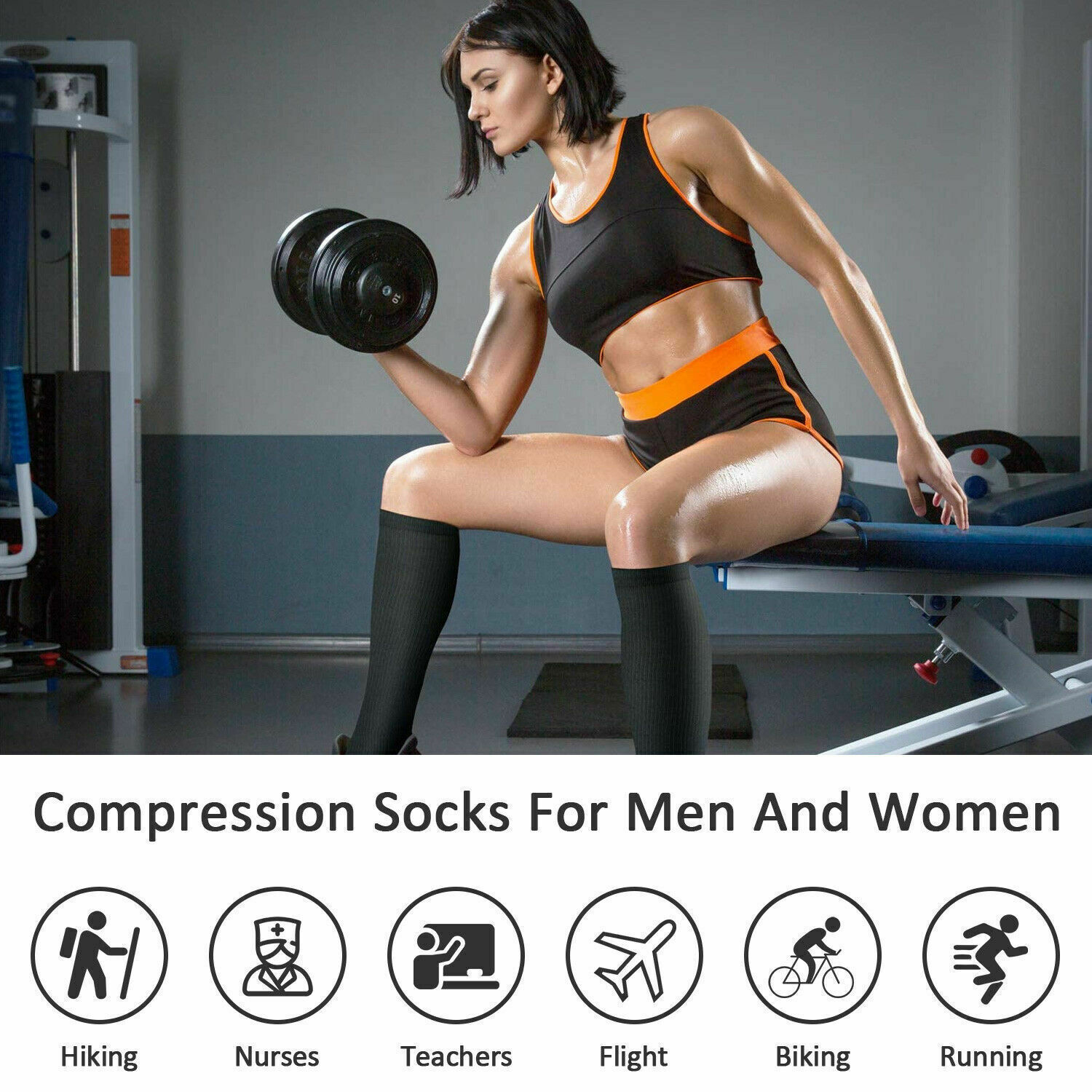 6 Pairs Copper Compression Socks 20-30mmHg Graduated Support Men’s Women’s