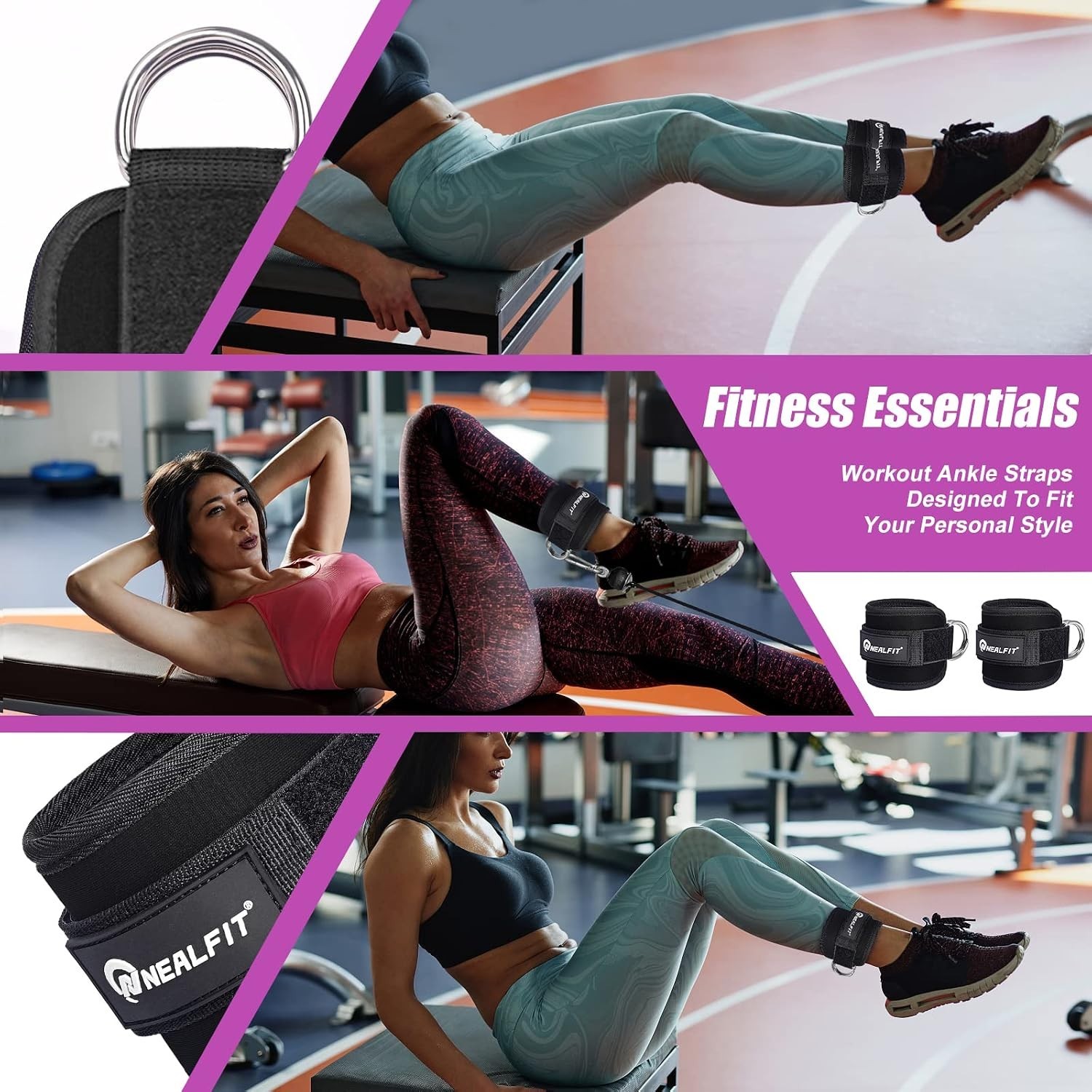Neoprene Gym Ankle Straps Pair for Leg & Glute Workouts