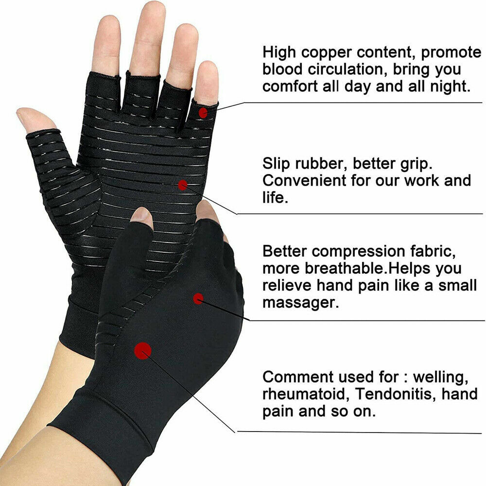 1 Pair Copper Arthritis Compression Gloves Hand Support Joint Pain Relief USA