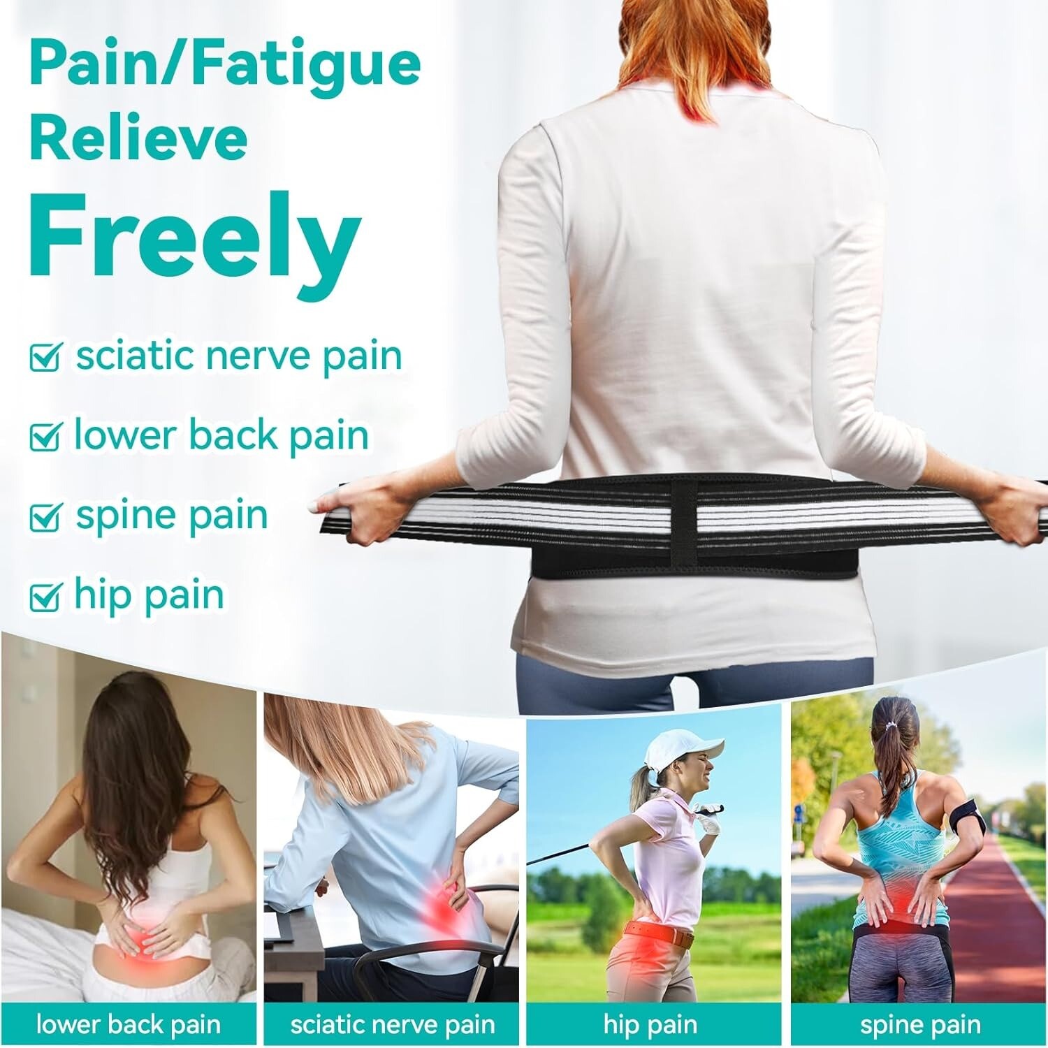 Lightweight Hip Back Brace Breathable Adjustable Lumbar Support Belt Women&Men