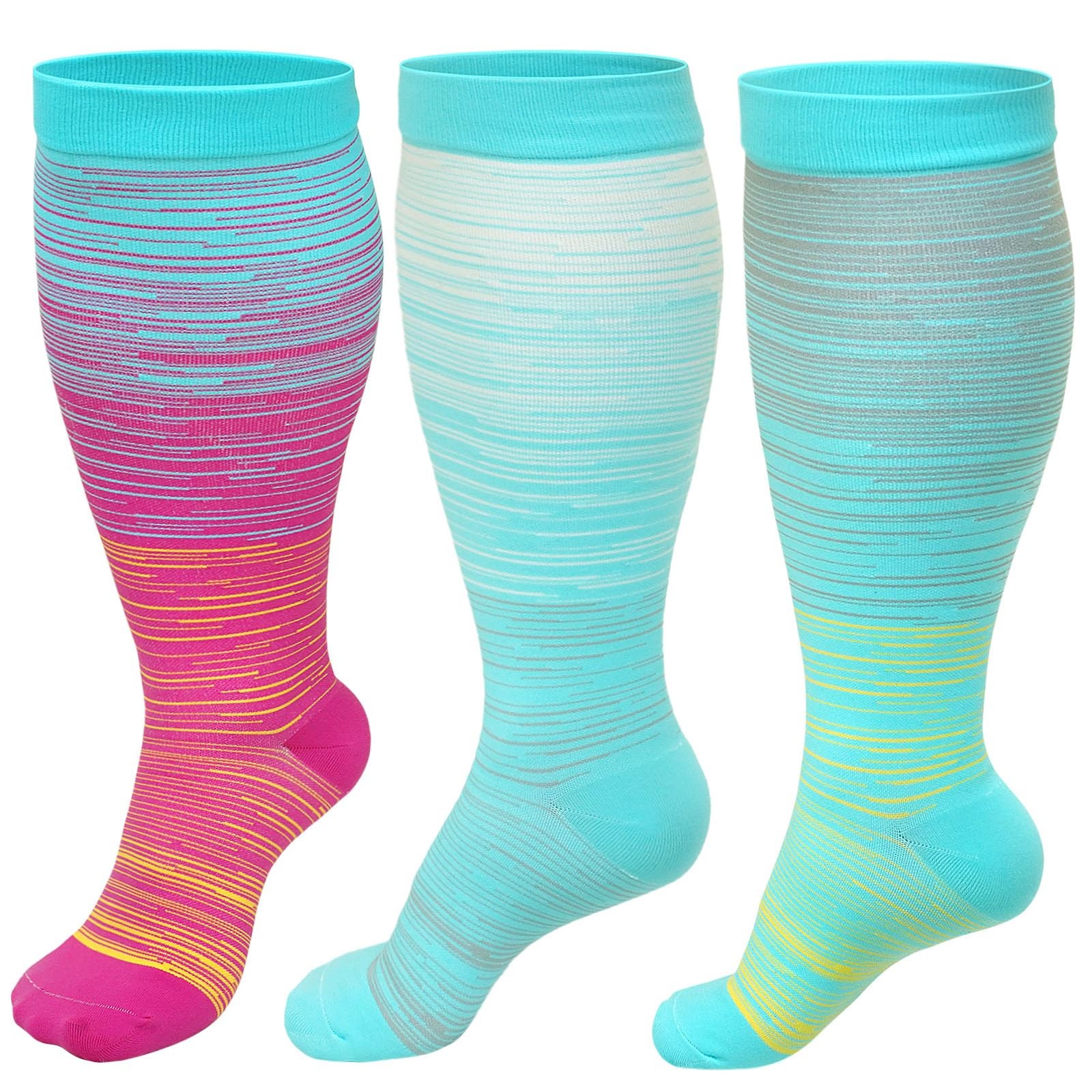 3 Pairs Plus Size Compression Socks: Wide calf Compression Stockings for Men …