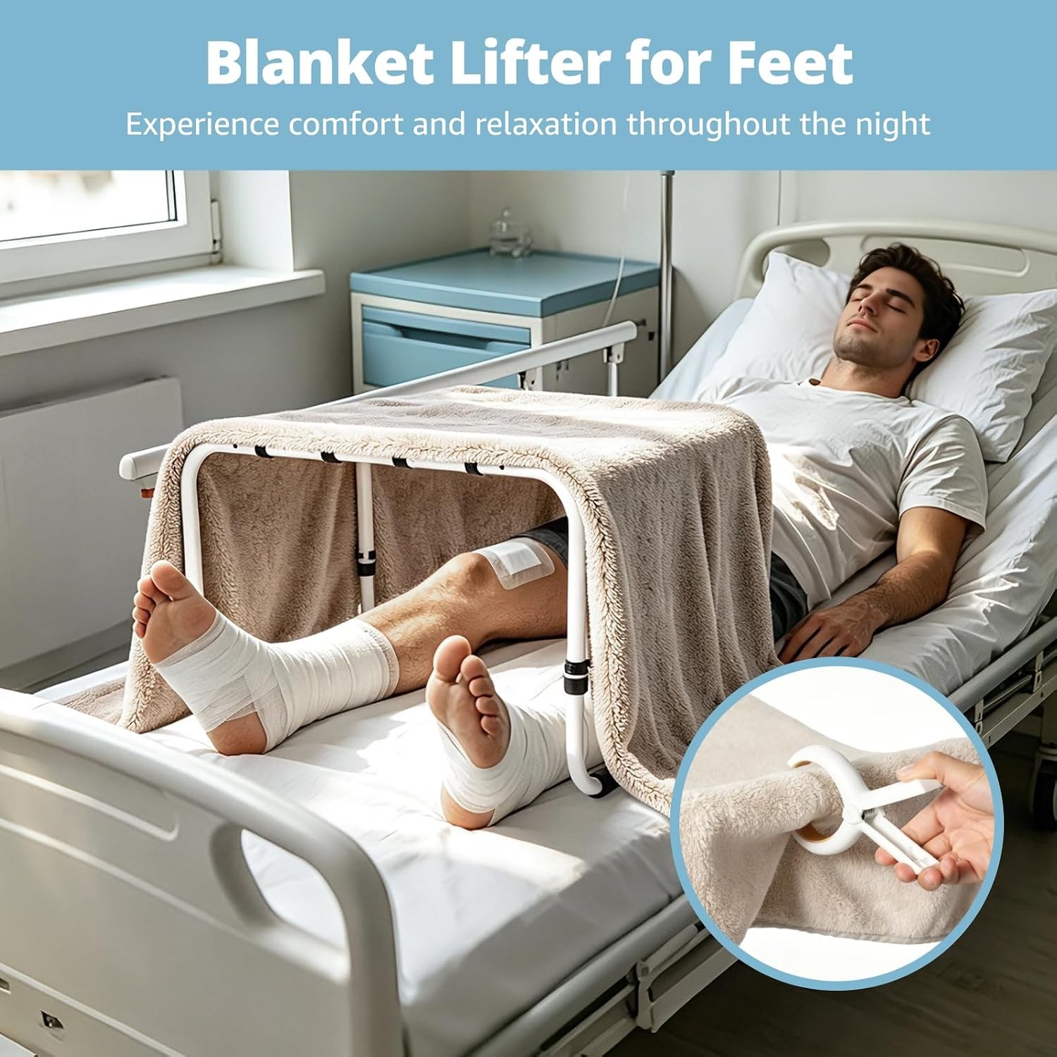 Blanket Lifter Feet Adjustable Bed Cradle Blanket Support Frame Foot Leg Knee
