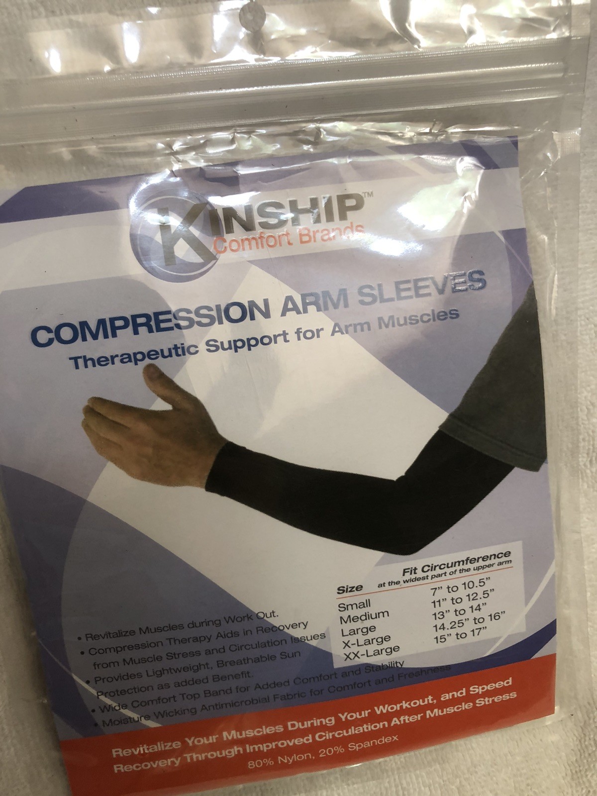 Kinship Comfort Brands Gray Arm Compression Sleeve for Men & Women Sz Small New