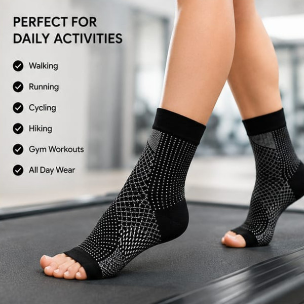 1 Pair Compression Toeless Socks Ankle Support Plantar Fasciitis Foot Relief
